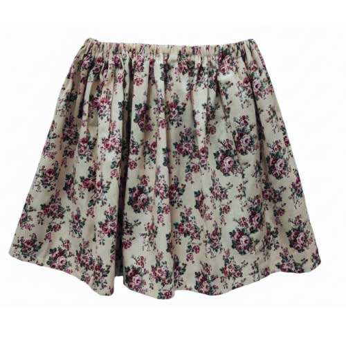 Falda artesanal pastorcilla color beig con rosas pequeñas