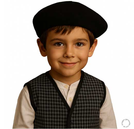 niño con chaleco castañero de cuadros